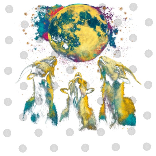 Goat Farm Animal Farmer Howling Moon Digital Files