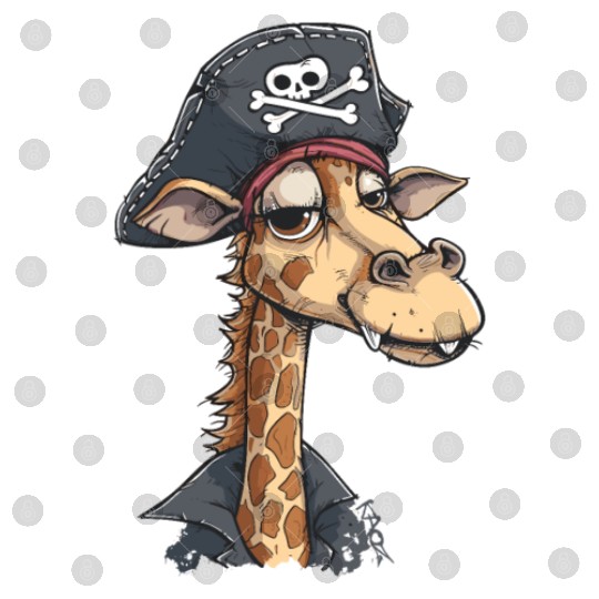 Tall Fun Smiling Pirate Giraffe Digital Files