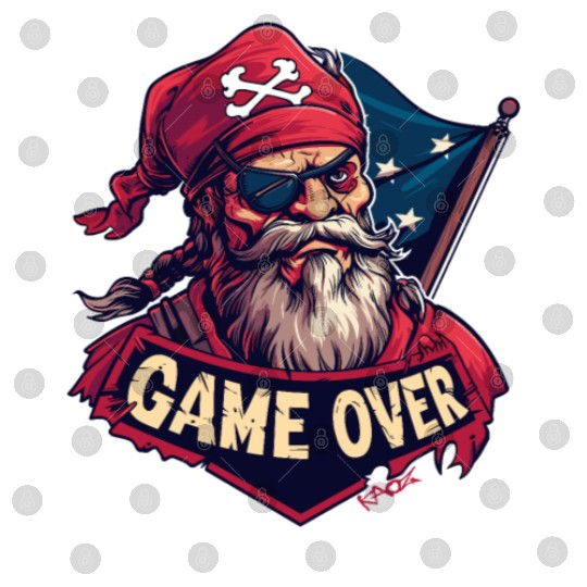 Pirate Game Over Graphic - Bold Pirate Skull Art Digital Files