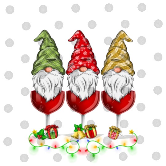 Three Glasses Of Wines Christmas Cute Gnomes Digital Files