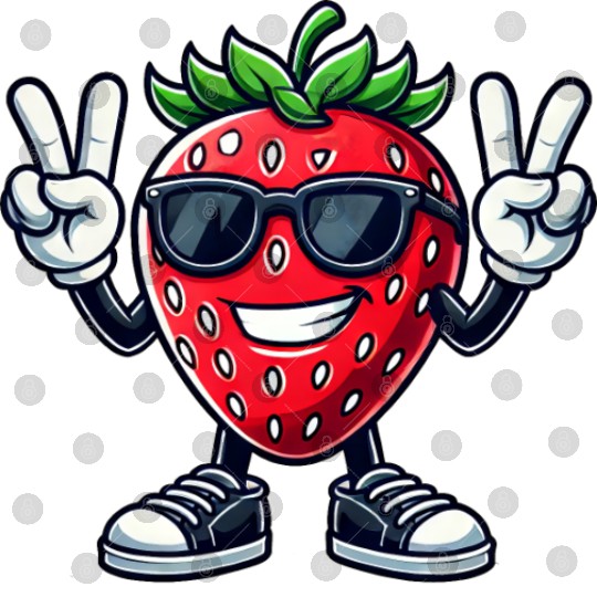 Sweet Strawberry Cartoon Peace Fruit Fruity Digital Files