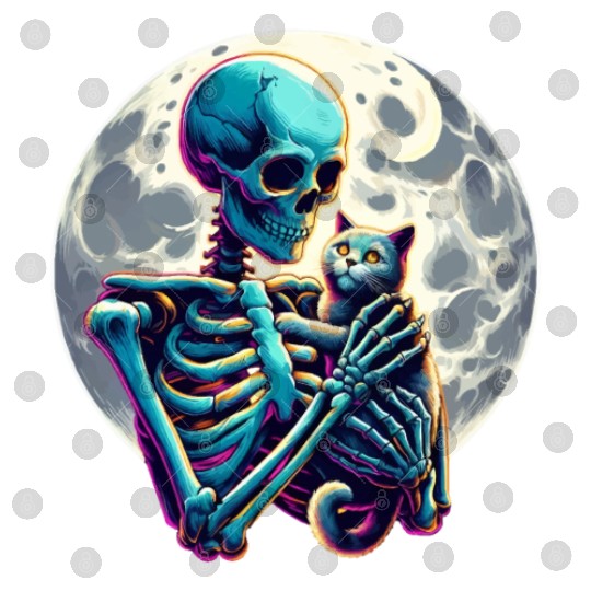 Skeleton Cute Cat Skull Kitty Halloween Digital Files