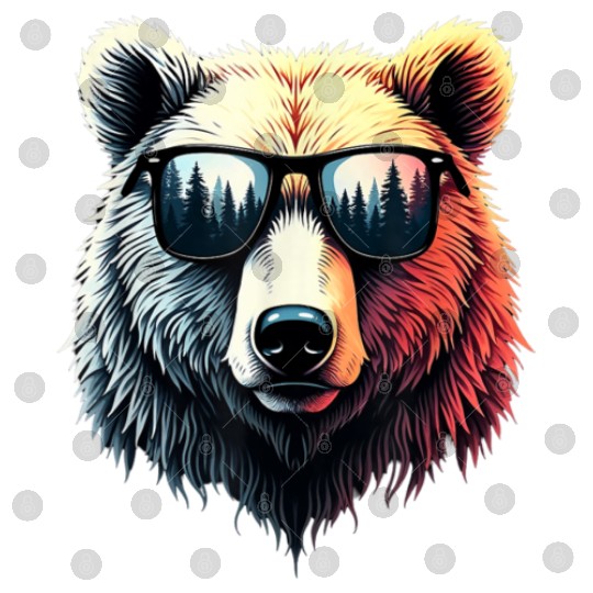 Funny Colorful Bear in Sunglasses Men Women Bears Digital Files