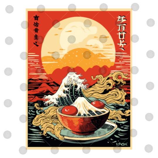 Parody Japanese Poster Kanagawa Sushi Ramen Digital Files