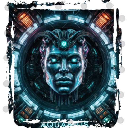 Zodiac sign Aquarius in cyberpunk era Future Digital Files