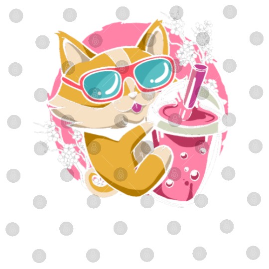 Kitten Kawaii Boba Milk Tea Drinking Cat Digital Files