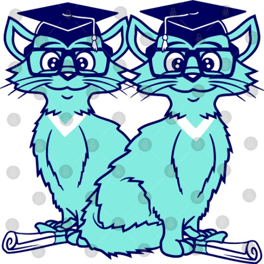 2 Cats College Degree School-Leaving Certificate Digital Files