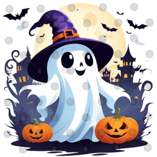D83D DC7B D83C DF83 Whimsical Ghost and Pumpkin Halloween Art Digital Files