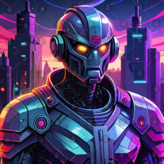 "Cyber Sentinel: Futuristic Robot in a Neon City" Digital Files