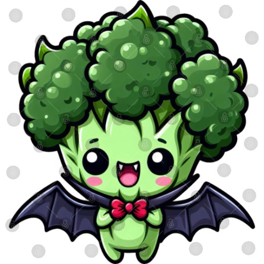 Cute Halloween Broccoli Vampire Cartoon Digital Files