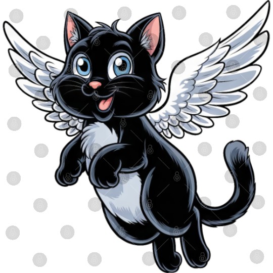 Black Cat with Angel Wings Digital Files