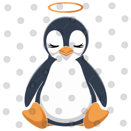 Peaceful Penguin with Halo Design Digital Files