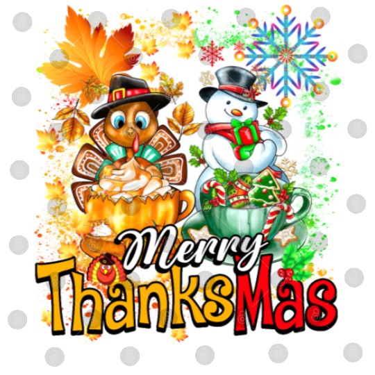 Merry Thanksmas Turkey Snowman Coffee latte cup Digital Files