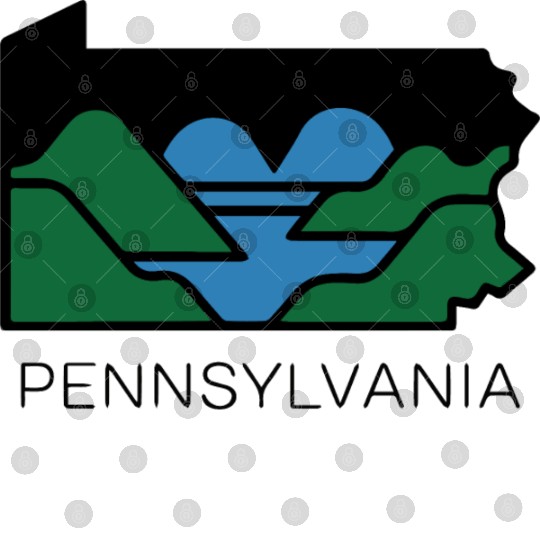 Pennsylvania Outline with Heart Shaped River Map Digital Files