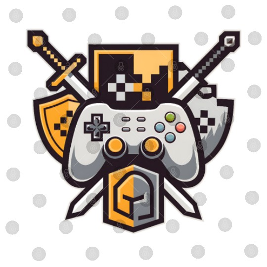 Gaming Logo – Pixel Art Controller and Sword Digital Files