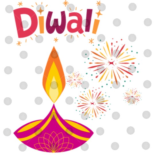Diwali Design with Lamp & Festive Fireworks Digital Files