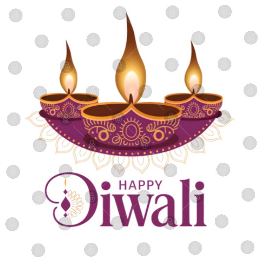 Happy Diwali with Beautiful Diya Lamps Digital Files