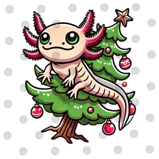 Cute Axolotl Christmas Tree Comic Style Digital Files