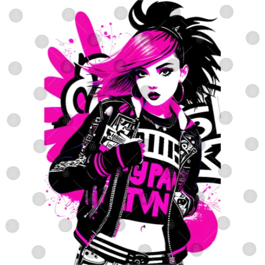 Urban Punk Street Art with Neon Pink Accents Digital Files