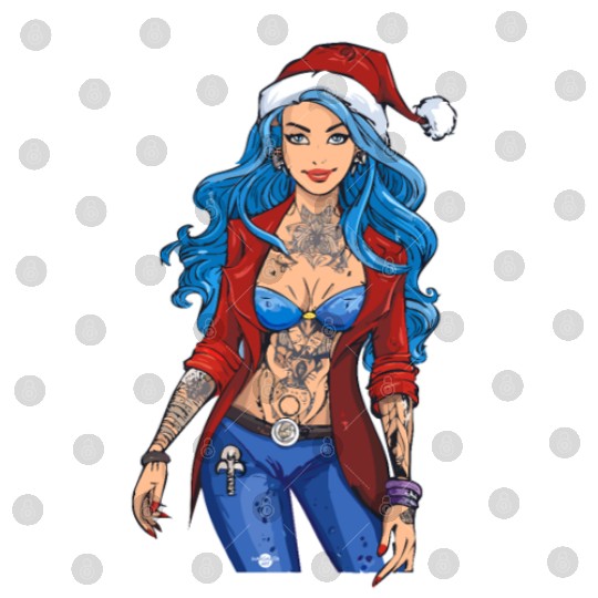 03 Sexy Christmas Woman Blue Hear Deer Tattoos Digital Files