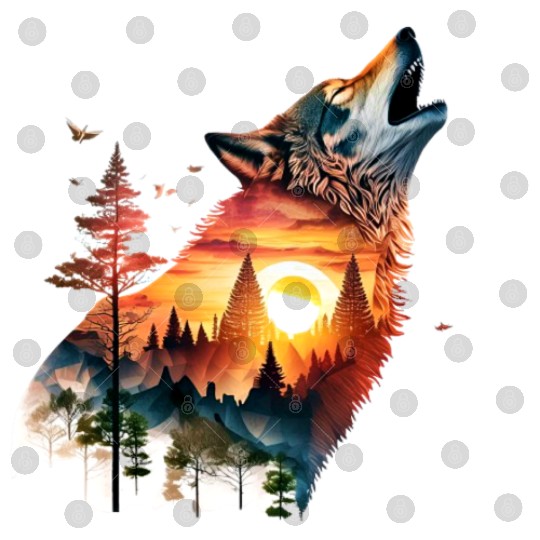 Vintage Wolf Moon Graphic Digital Files – Retro 90s