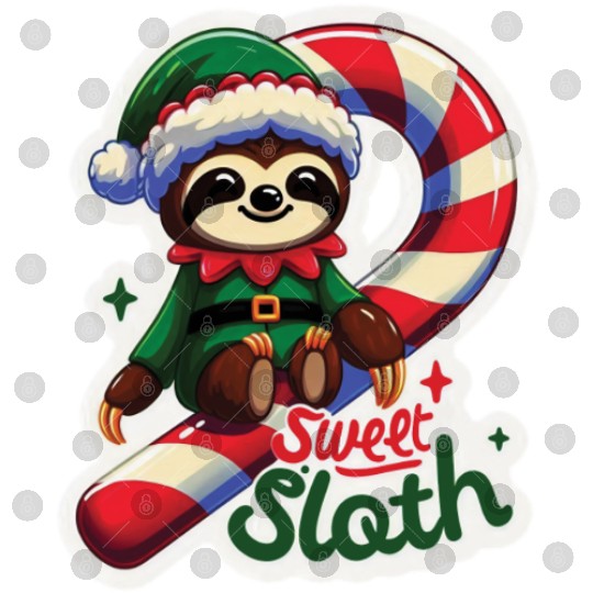 Adorable sloth dressed as an elf Digital Files