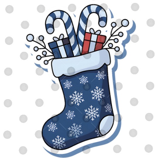 Christmas Stocking Candy Canes Blue And White Digital Files