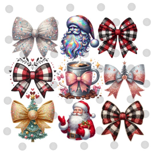 Coquette Bow Santa Christmas Tree Cake Candy Digital Files