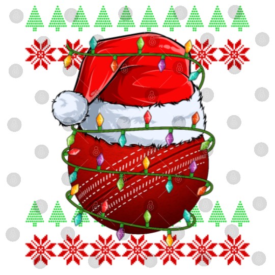 Cricket Ball Ugly Christmas Santa Hat Digital Files