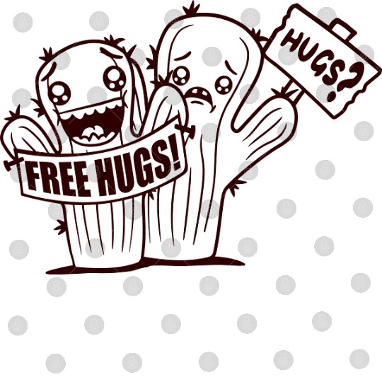 Free Hugs Signs Cactus Sad Face Two Cacti Friends Digital Files