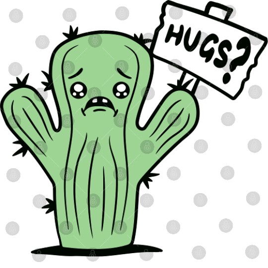 Funny Cactus Sad Face Hugs Sign Lonely Cry Comic Digital Files