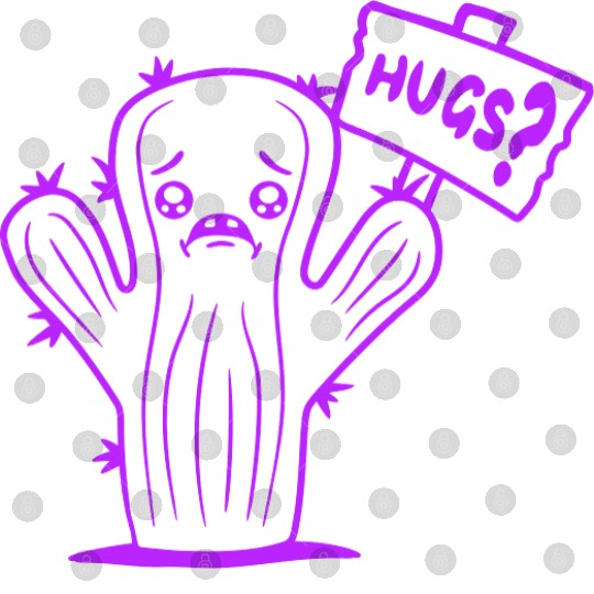 Funny Cactus Sad Face Hugs Sign Lonely Cry Comic Digital Files