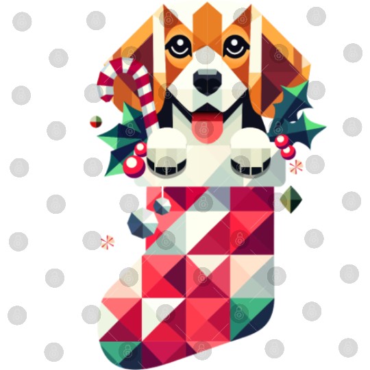 Beagle in a colorful Christmas stocking Digital Files