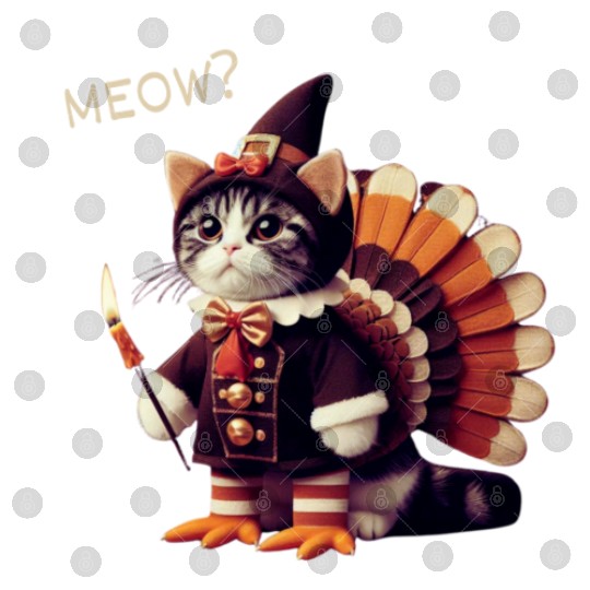 Thanksgiving Cat Fake Cat Meow Digital Files