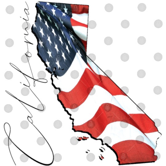 USA Flag in California State Map CA Digital Files