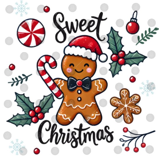 Happy gingerbread man with candy cane Digital Files