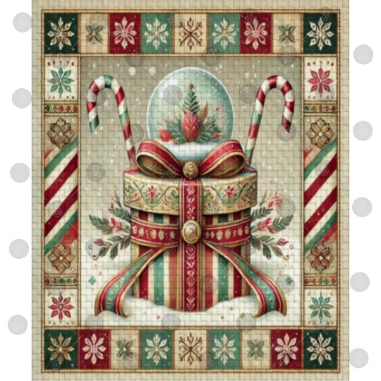 Christmas Snow Globe with Candy Canes and Ribbons Digital Files