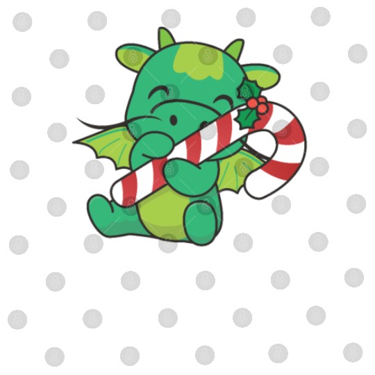 Dragon Christmas Candy Cane Cute Dragon Digital Files