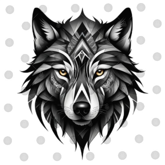 Black and White Geometric Wolf Digital Files