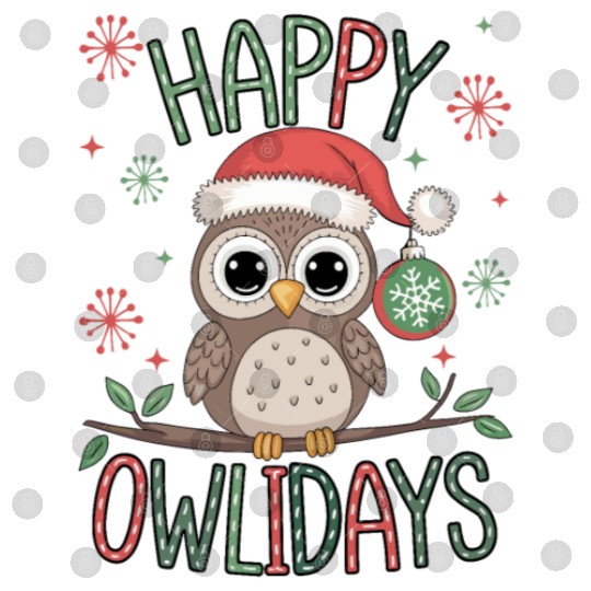 Happy Owlidays Funny Christmas Holidays Owl Lover Digital Files