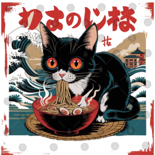 Funny Cat Ramen Japanese Cute Cat Digital Files