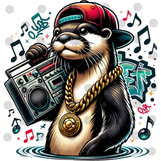 Hip Hop Otter with Boombox and Gold Chain Digital Files