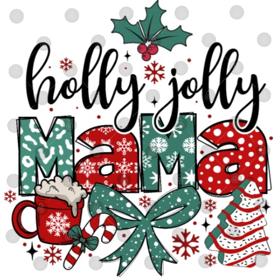 Holly Jolly Mama Coquette Bow Christmas Digital Files