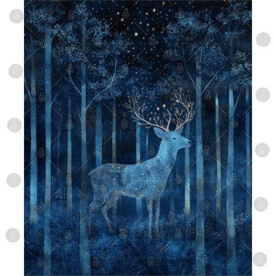 Celestial Deer in the Indigo Forest Digital Files