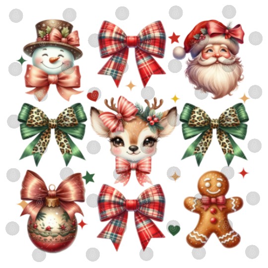 Christmas Coquette Bow Retro Christmas Digital Files