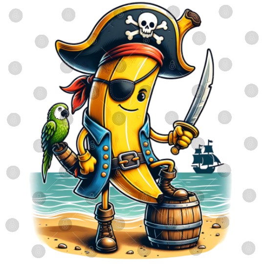 Pirate Banana Adventure Vibe on Tropical Beach Digital Files