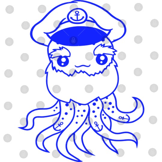 Old Octopus Octopus Cephalopod Funny Captain Squid Digital Files