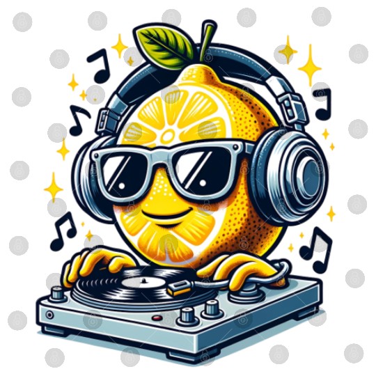 DJ Lemon Groove with Headphones and Turntable Digital Files