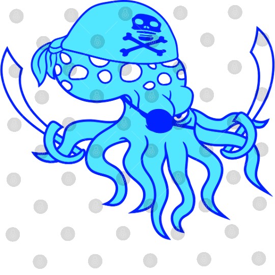 Evil Octopus Pirate Cool Cephalopod Squid Cartoon Digital Files