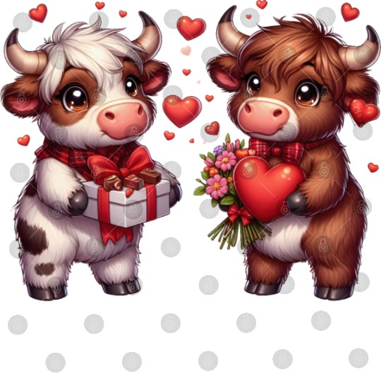 Cute cartoon valentines highland cow Digital Files